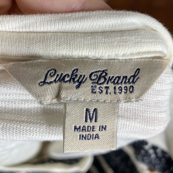 Lucky Brand Top Macrame Lace Striped Tank M - Picture 5 of 6